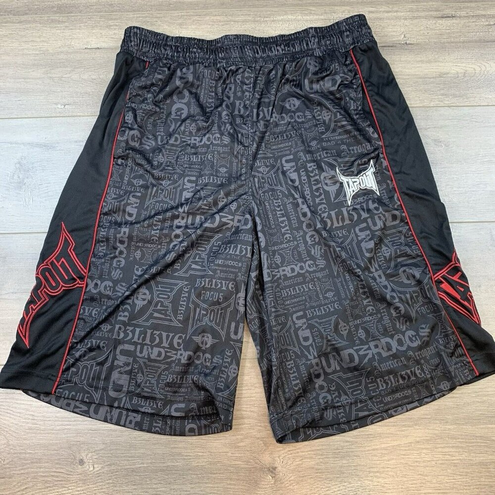 TAPOUT MMA Embroidered All Over Print Activewear Shorts Men’s Large Black
